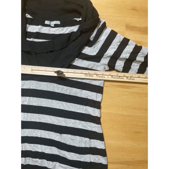 Striped Black & Gray Cowl Neck Sweater By NY Collection Size L Women - Picture 4 of 6